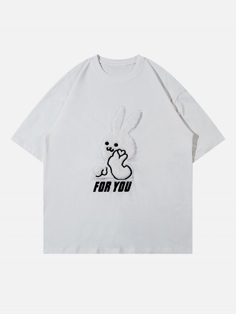 T Shirts Aelfric Eden Cute Love Rabbit Graphique Tee Noir | IHD-10251292